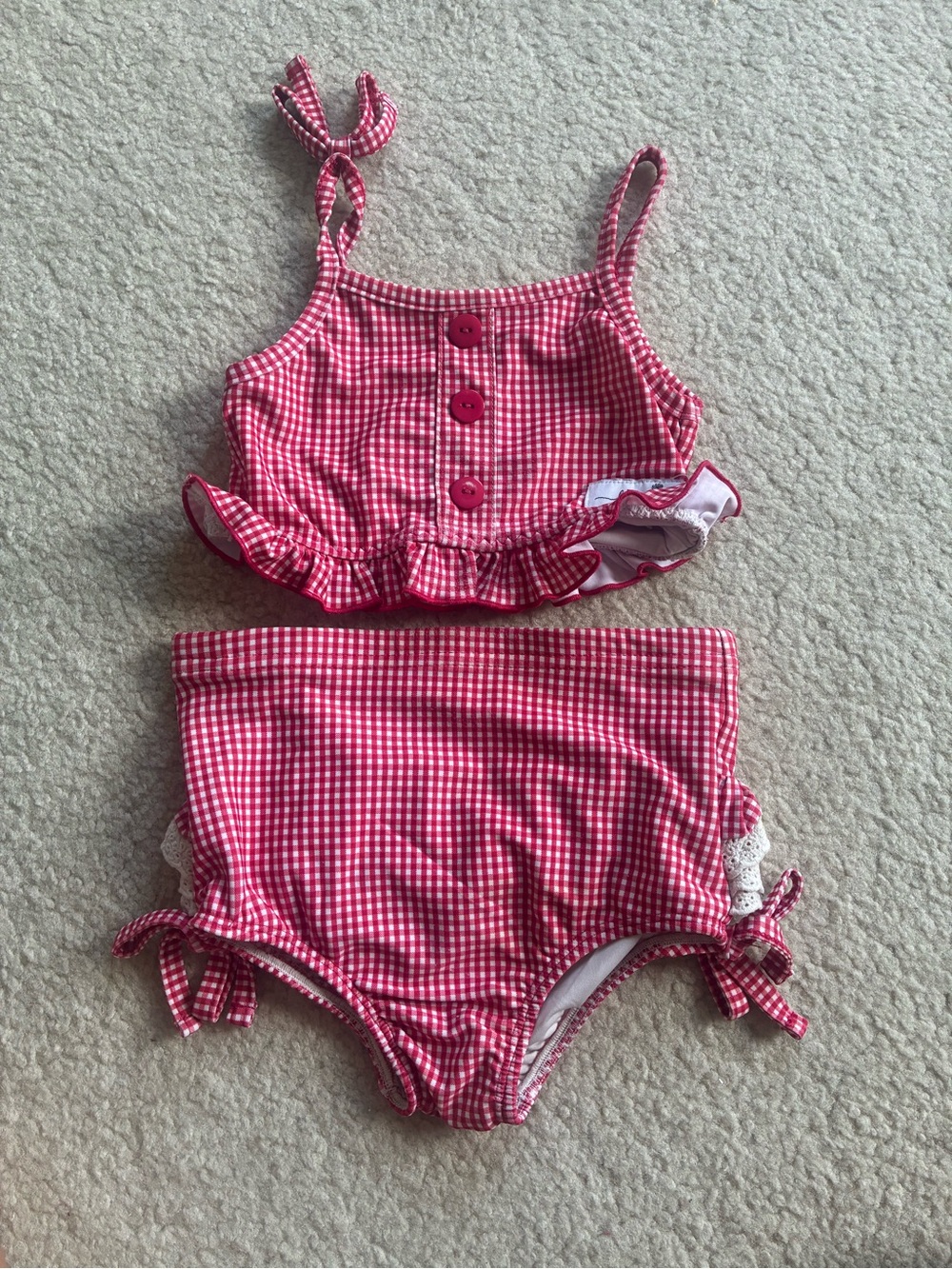 Love & Grow Red Gingham Ruffle Two-Piece Swimsuit